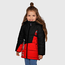 Куртка зимняя для девочки Амонг ас геометрия красный, цвет: 3D-черный — фото 2