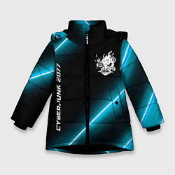 Куртка зимняя для девочки Cyberpunk 2077 неоновые лампы, цвет: 3D-черный