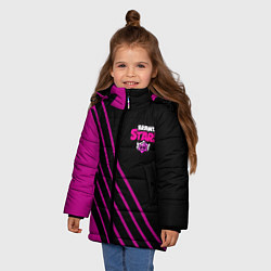 Куртка зимняя для девочки Brawl stars neon line, цвет: 3D-черный — фото 2