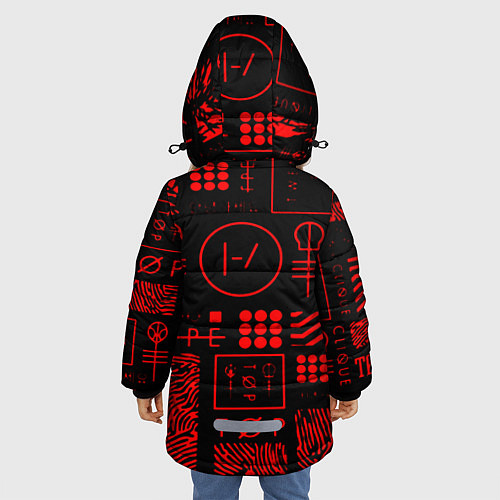 Зимняя куртка для девочки Twenty one pilots pattern rock / 3D-Красный – фото 4