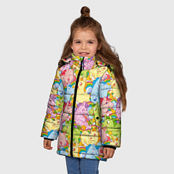 Куртка зимняя для девочки Разноцветные единороги, цвет: 3D-светло-серый — фото 2