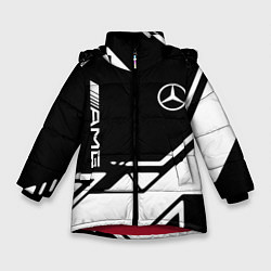 Куртка зимняя для девочки Mercedes bens geometry, цвет: 3D-красный