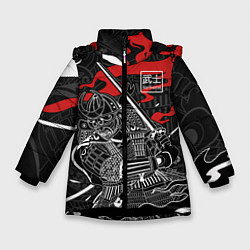 Куртка зимняя для девочки Тень война - самурай, цвет: 3D-черный