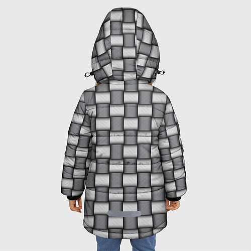 Зимняя куртка для девочки Переплетенные серые ленты / 3D-Черный – фото 4