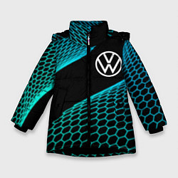 Куртка зимняя для девочки Volkswagen electro hexagon, цвет: 3D-черный