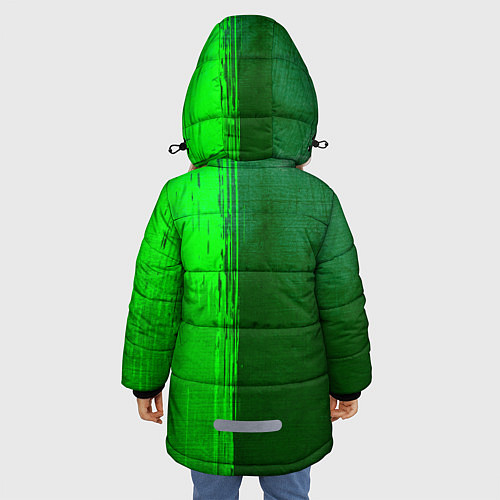 Зимняя куртка для девочки Leeds United - green gradient по-вертикали / 3D-Черный – фото 4