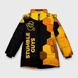 Куртка зимняя для девочки Stumble Guys - gold gradient по-вертикали, цвет: 3D-черный