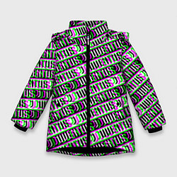 Куртка зимняя для девочки Juventus glitch pattern, цвет: 3D-черный