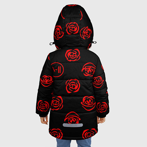 Зимняя куртка для девочки Twenty one pilots rose pattern / 3D-Черный – фото 4