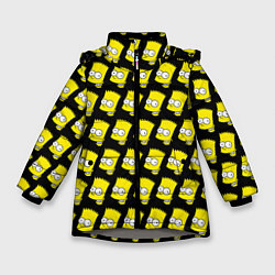 Куртка зимняя для девочки Барт Симпсон: узор, цвет: 3D-светло-серый