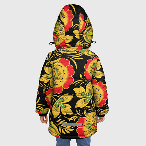 Зимняя куртка для девочки Хохлома / 3D-Черный – фото 4