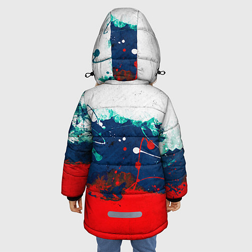 Зимняя куртка для девочки Триколор РФ / 3D-Черный – фото 4