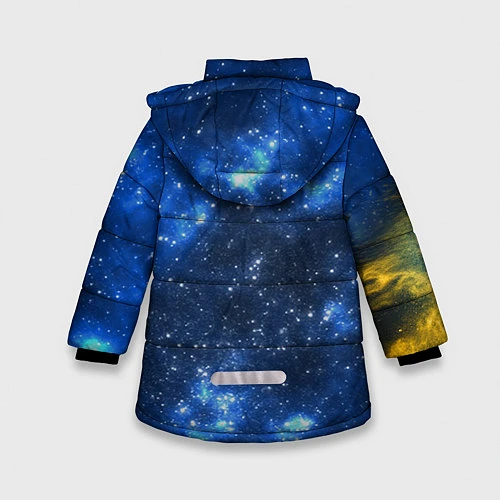 Зимняя куртка для девочки Космический попугай / 3D-Светло-серый – фото 2