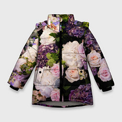 Куртка зимняя для девочки Весенние цветы, цвет: 3D-светло-серый