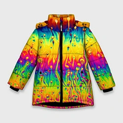 Куртка зимняя для девочки Tie dye, цвет: 3D-черный