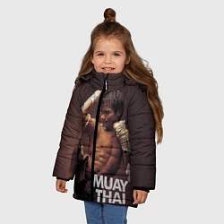 Куртка зимняя для девочки Муай тай боец, цвет: 3D-черный — фото 2