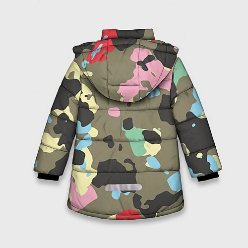 Зимняя куртка для девочки Камуфляж: микс цветов / 3D-Светло-серый – фото 2