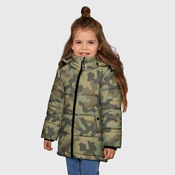 Куртка зимняя для девочки Камуфляж: хаки, цвет: 3D-черный — фото 2