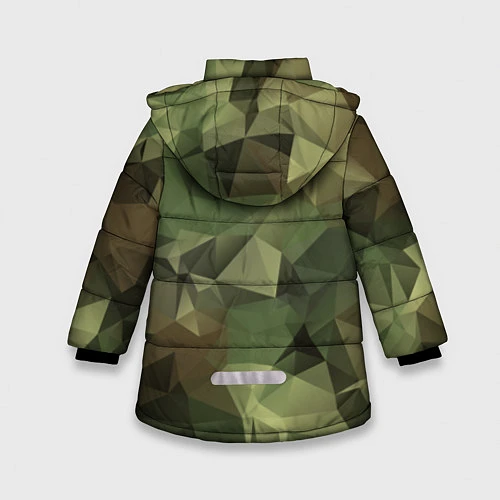 Зимняя куртка для девочки Полигональный камуфляж / 3D-Светло-серый – фото 2