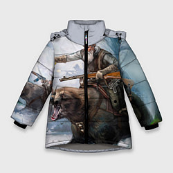 Куртка зимняя для девочки Русский воин на медведе, цвет: 3D-светло-серый
