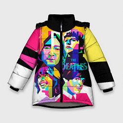 Куртка зимняя для девочки The Beatles: Poly-art, цвет: 3D-светло-серый