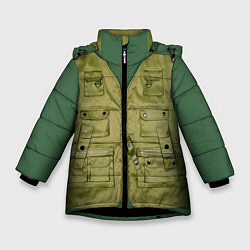 Куртка зимняя для девочки Жилетка рыбака, цвет: 3D-черный