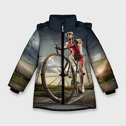 Куртка зимняя для девочки Велогонщик, цвет: 3D-светло-серый