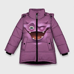 Куртка зимняя для девочки Пластилиновый смайл, цвет: 3D-черный