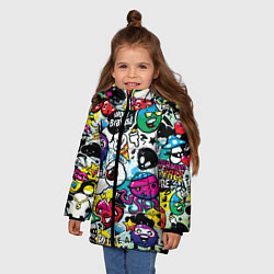 Куртка зимняя для девочки Bombing, цвет: 3D-черный — фото 2