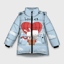 Куртка зимняя для девочки Влюбленные на шаре, цвет: 3D-светло-серый