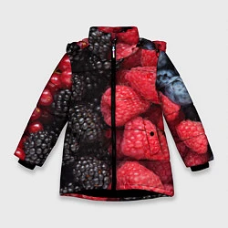 Куртка зимняя для девочки Ягодная, цвет: 3D-черный