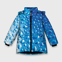 Куртка зимняя для девочки Капли воды, цвет: 3D-черный