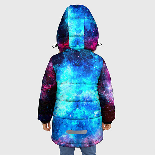 Зимняя куртка для девочки Голубая вселенная / 3D-Черный – фото 4