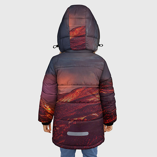 Зимняя куртка для девочки Кот на вулкане / 3D-Черный – фото 4
