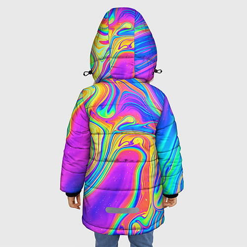 Зимняя куртка для девочки Цветные разводы / 3D-Черный – фото 4
