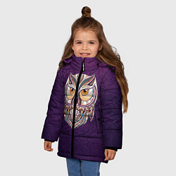 Куртка зимняя для девочки Расписная сова, цвет: 3D-черный — фото 2