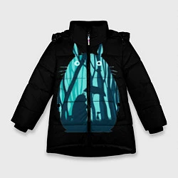 Куртка зимняя для девочки Тоторо в лесу, цвет: 3D-черный