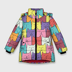 Куртка зимняя для девочки Котики, цвет: 3D-красный