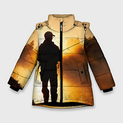 Куртка зимняя для девочки Вечерний рыбак, цвет: 3D-черный