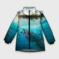 Куртка зимняя для девочки Рыбалка на спиннинг, цвет: 3D-светло-серый