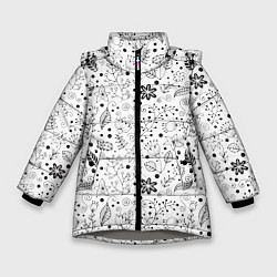 Куртка зимняя для девочки Цветочки-травушки, цвет: 3D-светло-серый