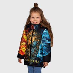 Куртка зимняя для девочки Dark Souls: Lion Shield, цвет: 3D-черный — фото 2