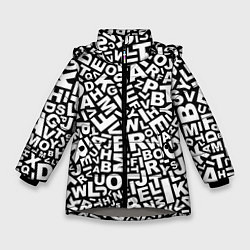 Куртка зимняя для девочки Английский алфавит, цвет: 3D-светло-серый