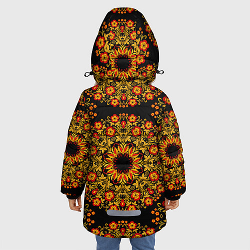 Зимняя куртка для девочки Хохлома Роспись / 3D-Черный – фото 4