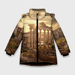 Куртка зимняя для девочки Римское солнце, цвет: 3D-черный