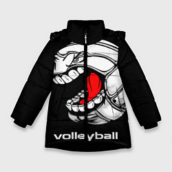 Куртка зимняя для девочки Волейбол 25, цвет: 3D-черный
