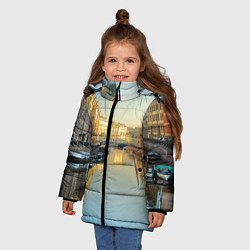 Куртка зимняя для девочки Питер, цвет: 3D-черный — фото 2