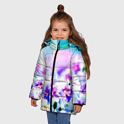Куртка зимняя для девочки Цветочное поле, цвет: 3D-светло-серый — фото 2