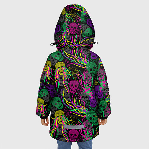 Зимняя куртка для девочки Черепки / 3D-Черный – фото 4