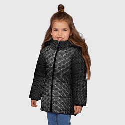 Куртка зимняя для девочки Черная кожа, цвет: 3D-черный — фото 2